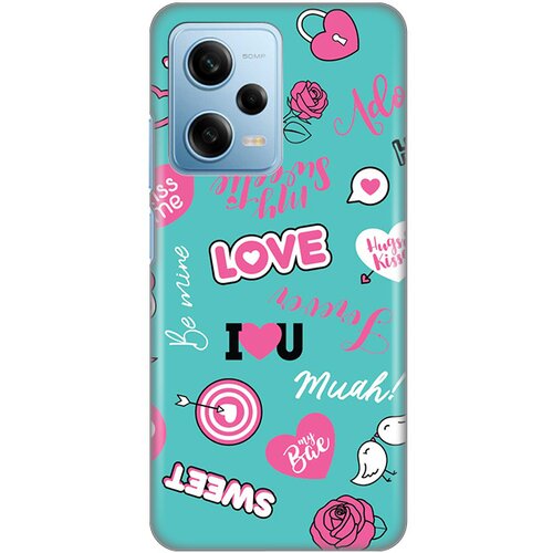 silikonska maska za Xiaomi Redmi Note 12 Pro 5G (EU) Love Print tirkizna Slike