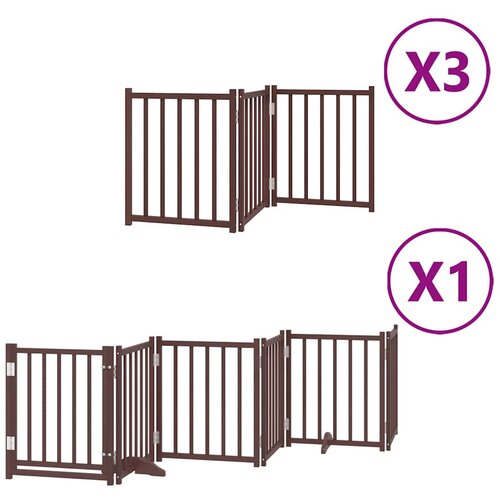  Vrata za pse s vrata&amp;scaron;cima 15 panela sklopiva 750 cm drvo topole Smeđa 50 x 60 x 2 cm Slike