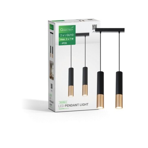 Greentech LED visilica gu10 x2 crno-zlatna ( velora-2 ) Slike