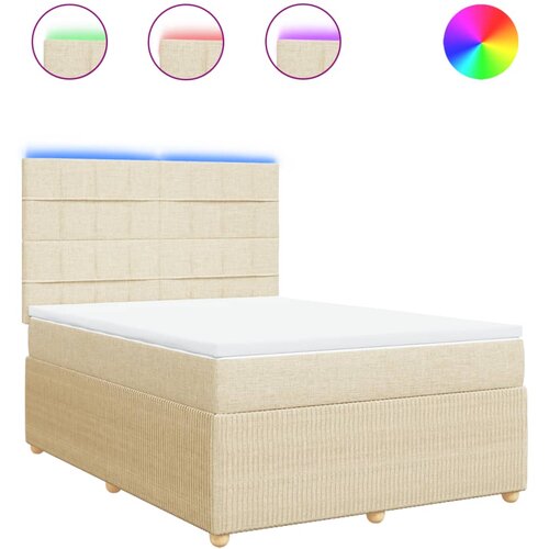 vidaXL Box spring postelja z vzmetnico krem 140x190 cm blago, (21310979) Cene