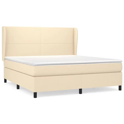 vidaXL Box spring postelja z vzmetnico krem 180x200 cm blago, (20897300)