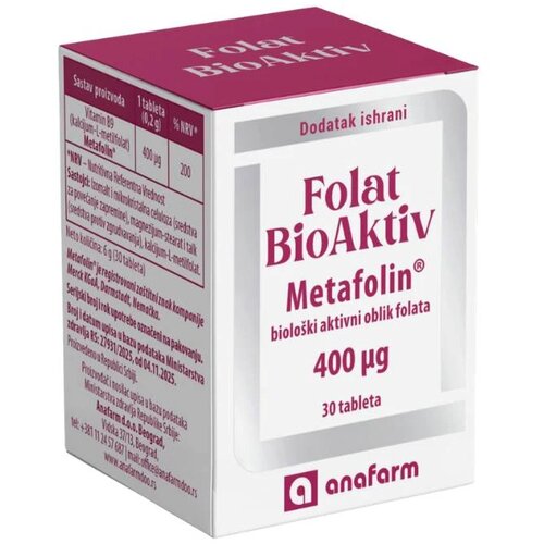 Anafarm Tablete Folat BioAktiv Metafolin 400 mcg, 30 tableta Cene