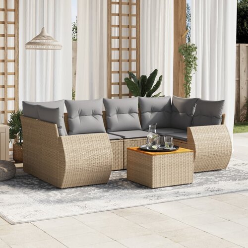 vidaXL 7-dijelni set vrtnih sofa od poliratana s jastucima bež Cijene