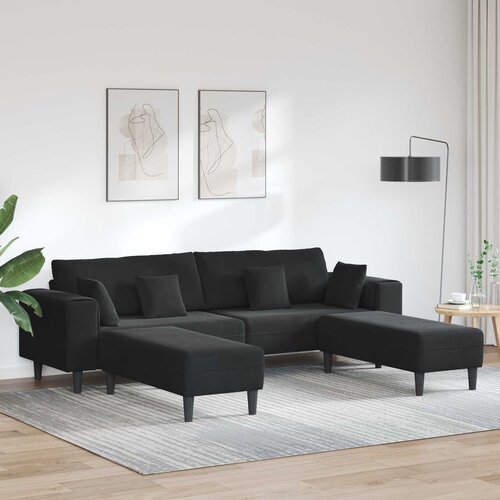 SOFA 3 pcs Crna 250 x 188 x 76 cm Baršun Cene
