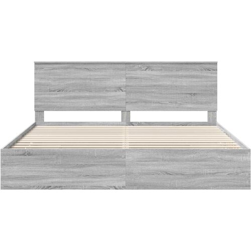  Krevetna konstrukcija Siva Sonoma 200 x 200 cm Inženjersko Drvo Slike