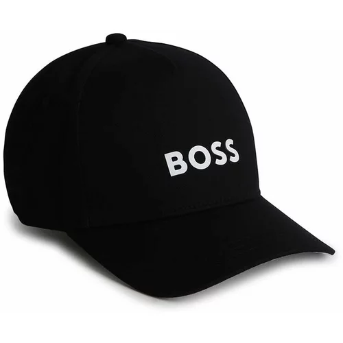 Boss Otroška bombažna bejzbolska kapa črna barva