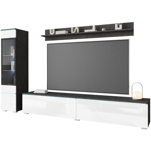 P &amp;amp; B Dnevni Regal Vera, Antracit, Bela, 3-Delno, Led Slike
