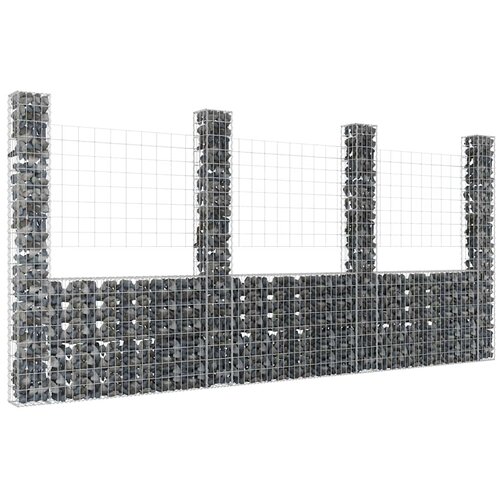  Gabionska ko&scaron;ara U-oblika s 4 stupa 380 x 20 x 200 cm željezna Cijene
