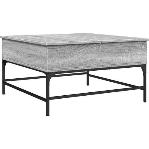 Maison Chic Klubska mizica - kavna mizica - Nizka mizica siva sonoma 80x80x45 cm inž. les in kovina, (21752413) Slike