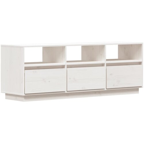 Maison Chic TV omarica - TV stojalo - Televizijska omarica bela 140x37x50 cm trdna borovina, (21700863) Slike