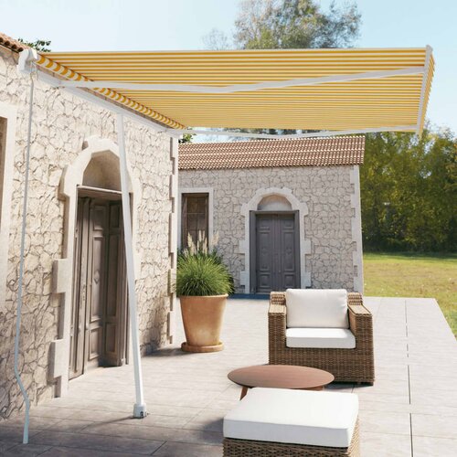 vidaXL Prostostoječa ročno zložljiva tenda 300x250 cm rumena/bela Cene