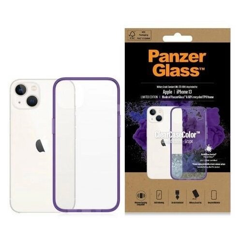PanzerGlass ETUI CLEARCASE ANTYBAKTERYJNE Z CERTYFIKATEM MILITARY GRADE NA IPHONE 13 / 14 / 15 - PRZEZROCZYSTO-FIOLETOWE, (20637046) Cene
