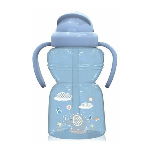 Lorelli sportska flašica za bebe sa slamčicom i ručicama animals 325 ml plava Slike