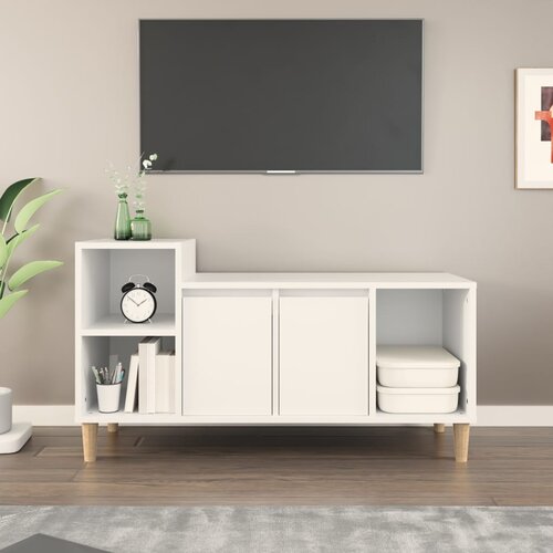 TV ormarić bijeli 100 x 35 x 55 cm od konstruiranog drva Cijene