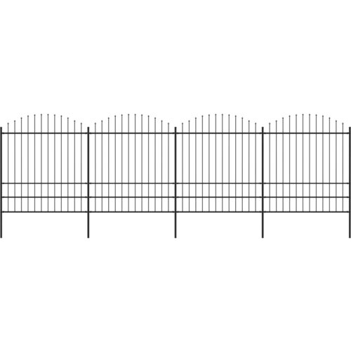 vidaXL Vrtna ograja s koničastimi vrhovi jeklo (1,75-2)x6,8 m črna Cene