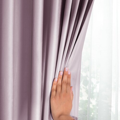 Restilo Svetlo rožnata žametna zavesa za delno zatemnitev 140x245 cm Eyelets &amp;ndash; Slike