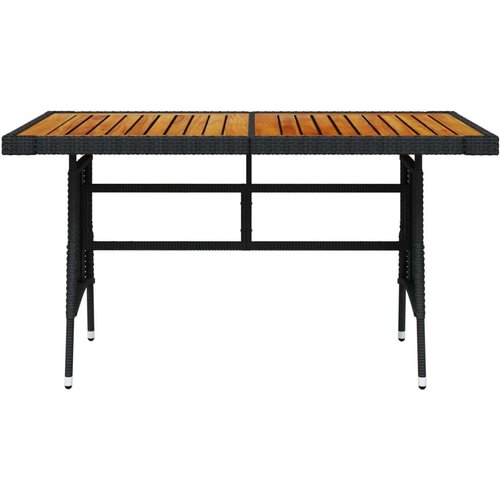 vidaXL vrtna miza črna 130x70x72 cm poli ratan in trden akacijev les Cene