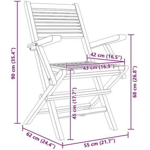  Sklopive vrtne stolice 4 kom 55x62x90 cm od masivne tikovine Slike