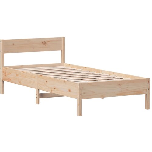 VidaXL Posteljni okvir z vzglavjem bel 75x190 cm trdna borovina, (21018324) Slike