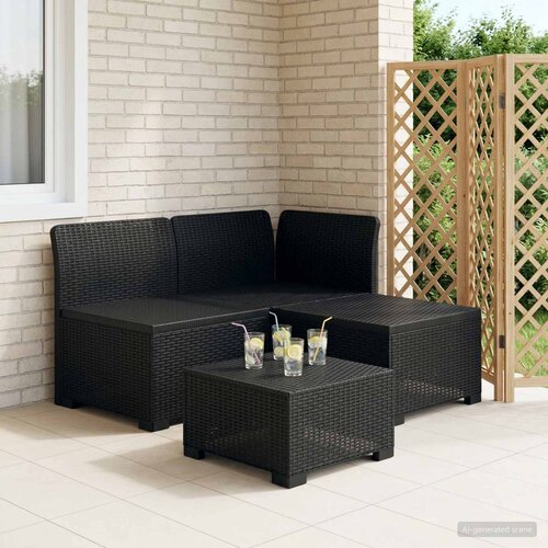 SOFA za vrt za 3 osobe sa izgledom rattan PP Antracit Cijene