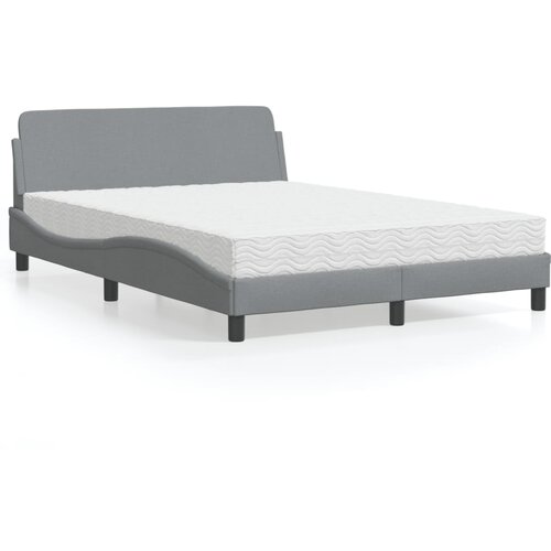 VidaXL Krevet s madracem svjetlosivi 140x200 cm od tkanine Slike