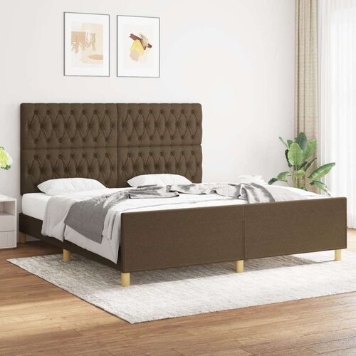  Posteljni okvir z vzglavjem temno rjav 180x200 cm blago, (20903477) Slike