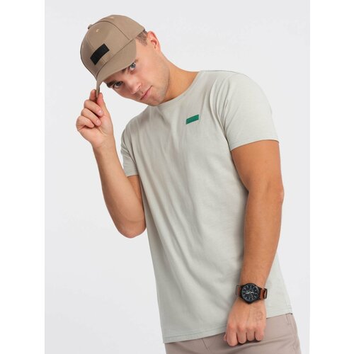 Ombre Men's cotton t-shirt with contrasting thread - light grey Slike