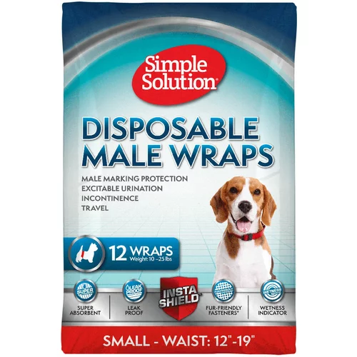 Simple Solution jednokratne pelene za muške pse - Veličina S: 30 - 48 cm, 12 komada
