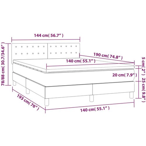  Krevet s oprugama i madracem tamnosivi 140x190 cm od tkanine Slike