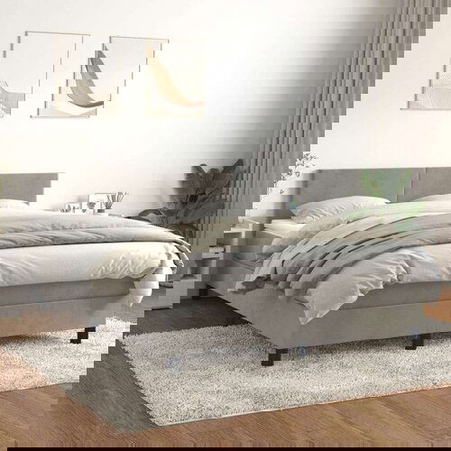  Box spring postelja z vzmetnico svetlo siva 140x200 cm žamet, (20790078) Slike