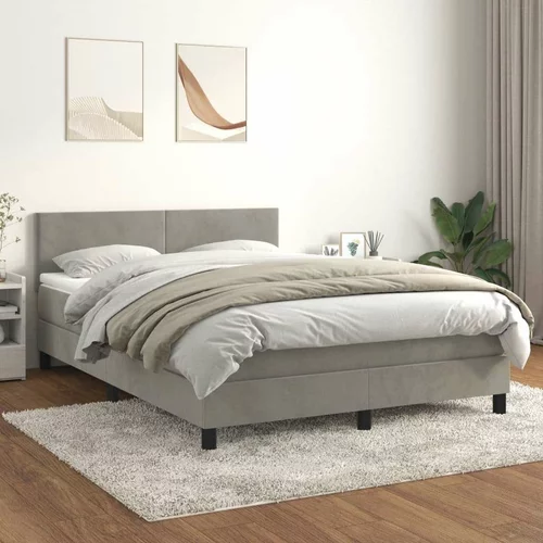  Box spring postelja z vzmetnico svetlo siva 140x200 cm žamet, (20790078)