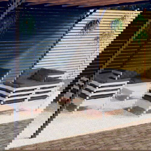  Vrtna sedežna garnitura 9-delna z antracit blazinami borovina, (20998834) Cene
