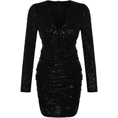 Trendyol Black Sequined Evening Dress with Sequins and Sequins Slike