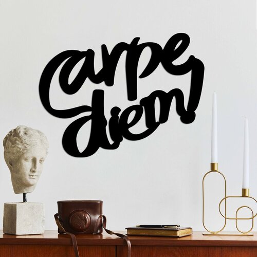 Wallity zidna dekoracija carpe diem 5, 56 x 42 cm, crna Cene