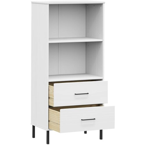  Regal knjige s 2 ladice bijeli 60x35x128,5 cm masivno drvo OSLO Slike