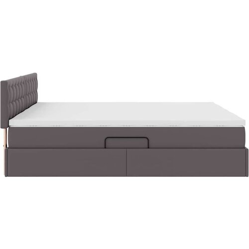  Krevet s od storage s madracem Siva 180 x 200 cm Lažna koža - Siva 180 x 200 cm Slike