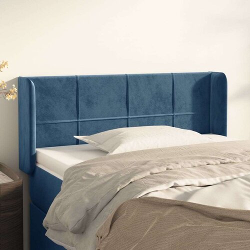  Vzglavje z u&amp;scaron;esi temno modro 103x16x78/88 cm žamet, (20952773) Slike