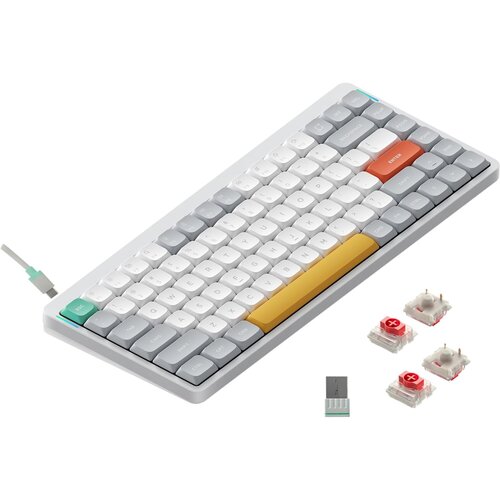 Nuphy Air75 V2 Brezžična Mehanska Tipkovnica, Bluetooth / 2.4 GHz, Slim, US Layout, Ionic White Switch Red, (21755794) Slike