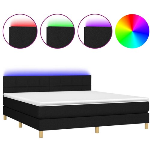 Maison Chic Box spring postelja - Vzmetna postelja z vzmetnico LED črna 180x200 cm blago SL21548, (21892906) Cene
