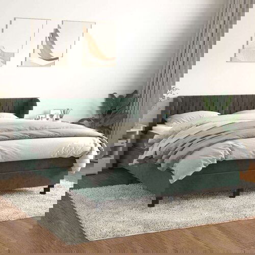  Box spring postelja z vzmetnico temno zelen 140x190 c Slike