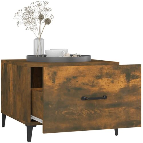  Stolići za kavu s metalnim nogama 2 kom boja hrasta 50x50x40 cm Slike