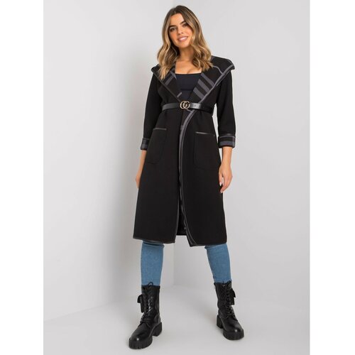 Fashion Hunters Women's black coat with a belt Slike