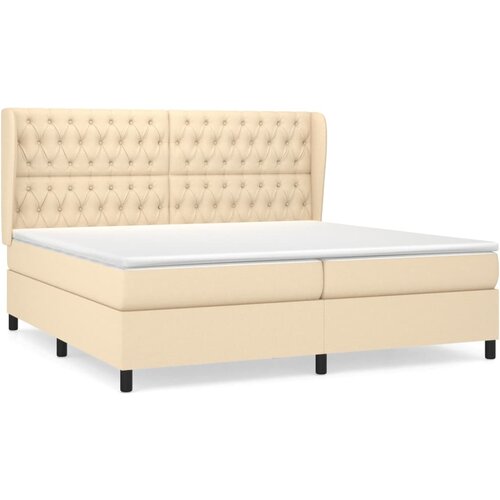 VidaXL Box spring postelja z vzmetnico krem 200x200 cm blago, (20761017) Slike