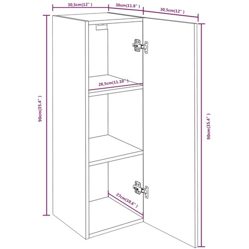  ormarići 4 kom dimljeni hrast 30,5x30x90cm konstruirano drvo Slike