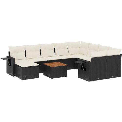  11-dijelni set vrtnih sofa s jastucima bež od poliratana Slike