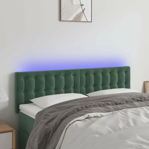  LED posteljno vzglavje temno zeleno 144x5x78/88 cm žamet