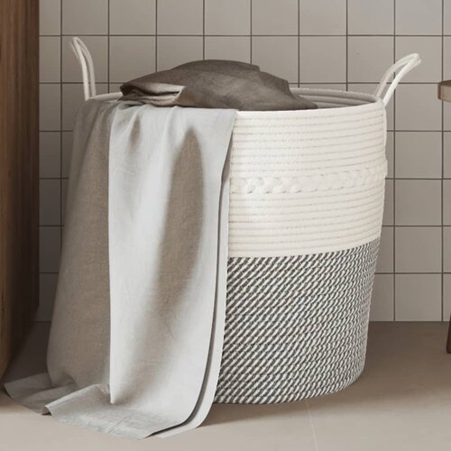 vidaXL Ko&scaron;ara za pohranu sivo-bijela &Oslash; 43x38 cm pamučna Cijene