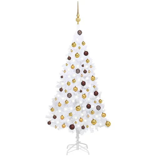  Umjetno božićno drvce LED s kuglicama bijelo 120 cm PVC
