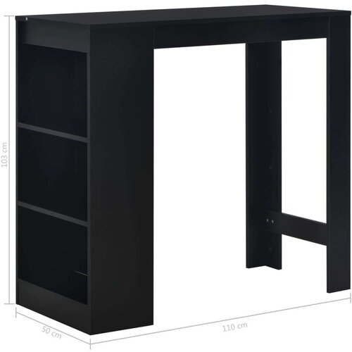 VidaXL Barski stol s policom crni 110 x 50 x 103 cm Slike
