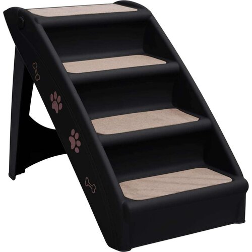 VidaXL Zložljive stopnice za pse črne 62x40x49,5 cm Slike